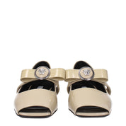 Beige Leather Ballet Flats