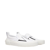 White Fabric Slip-On Loafers