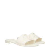 White Cotton Slippers Sandals