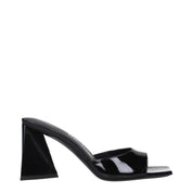 Black Leather Stiletto Heels Sandals