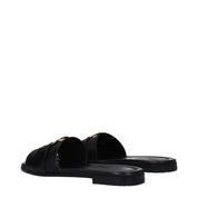 Black Leather Slippers Sandals