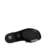 Black Leather Slippers Sandals