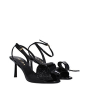 Black Leather Stiletto Heels Sandals