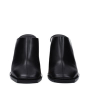 Black Leather Mules