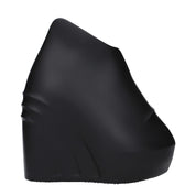 Black Cotton Wedges Sandals