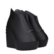 Black Cotton Wedges Sandals