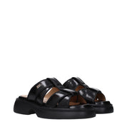 Black Fabric Slippers Sandals