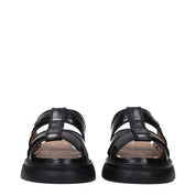 Black Fabric Slippers Sandals