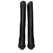 Black Leather High Heel Boots