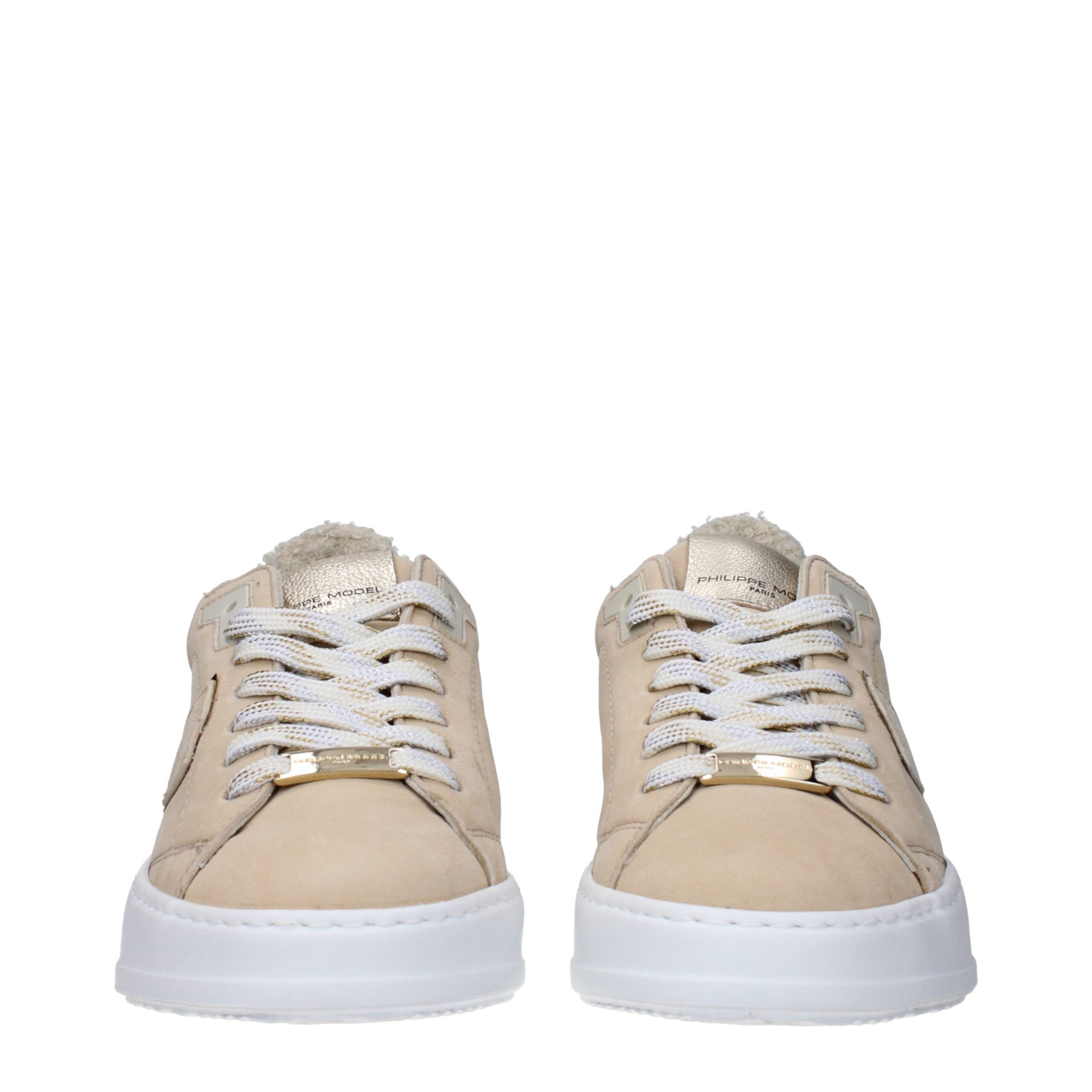 Beige Leather Low Tops