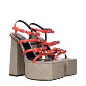 Orange Leather Platform Sandals