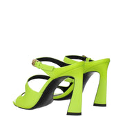 Green Leather Stiletto Heel Sandals