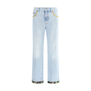 Light Blue Cotton Straight-Leg Jeans