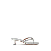 Silver Calf Leather Bos Taurus Stiletto Heel Sandals