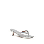 Silver Calf Leather Bos Taurus Stiletto Heel Sandals