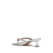 Silver Calf Leather Bos Taurus Stiletto Heel Sandals