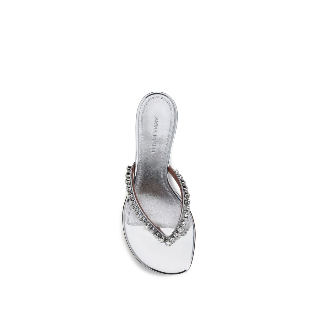 Silver Calf Leather Bos Taurus Stiletto Heel Sandals
