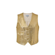 Gold Cotton Sleveless Jacket