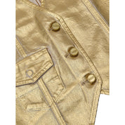 Gold Cotton Sleveless Jacket