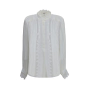 Ruffled silk muslin and lace Blouse