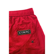 Red Polyester Men Swim Short