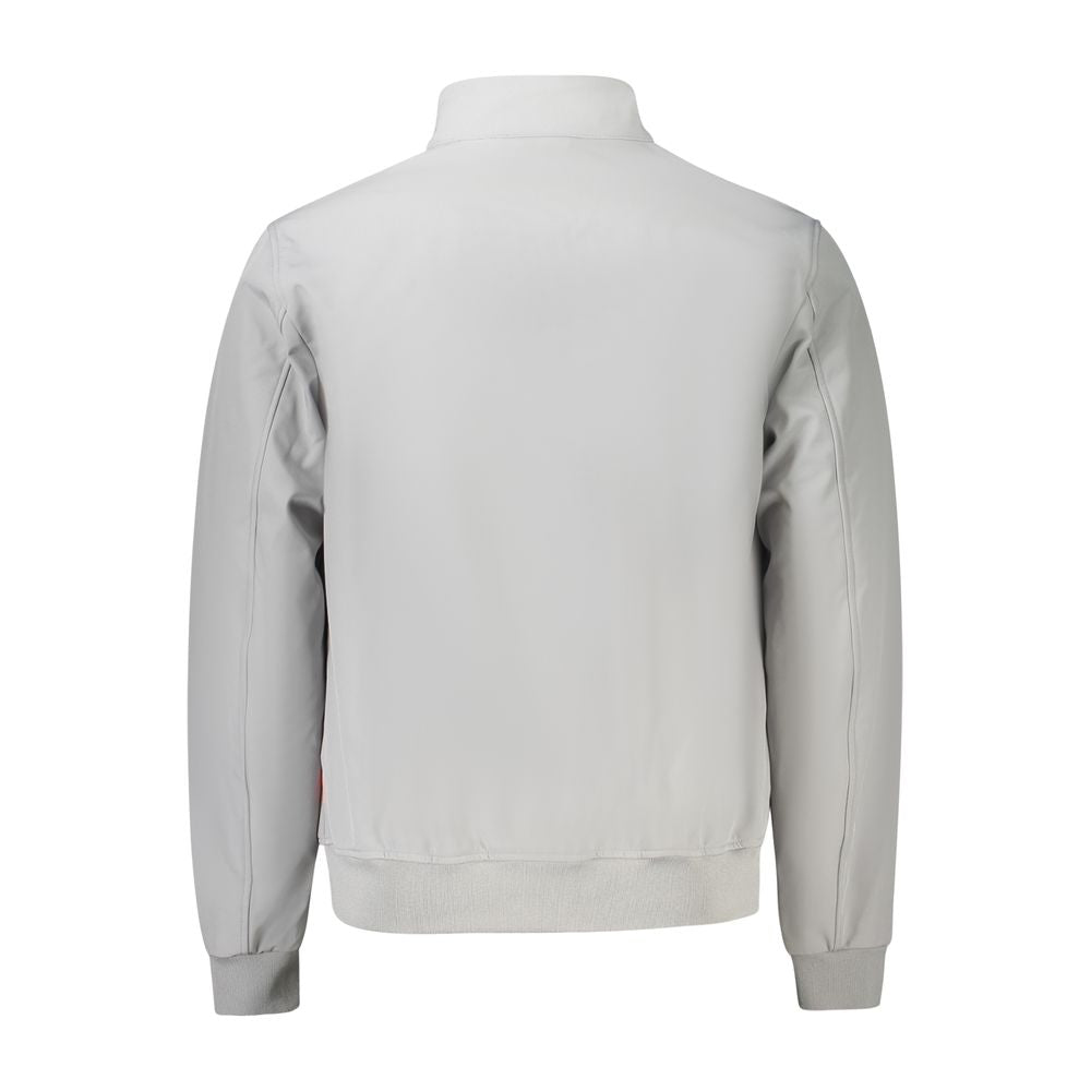 Gray Polyester Men Jacket