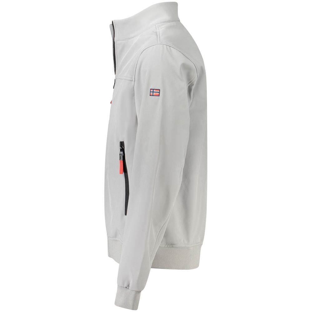 Gray Polyester Men Jacket