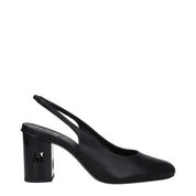 Black Leather High Heel Pumps