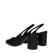 Black Leather High Heel Pumps