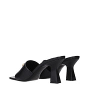 Black Leather Stiletto Heels Sandals