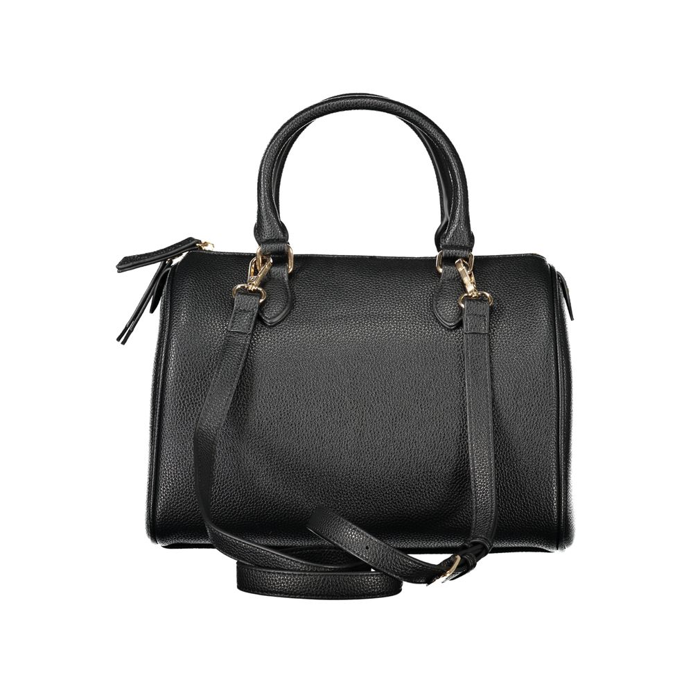 Black Polyurethane Women Handbag