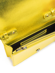 Metal Yellow GT patent leather bag with chain