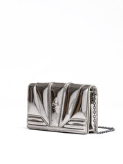 Metal Silver GT patent leather bag with chain