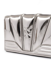 Metal Silver GT patent leather bag with chain