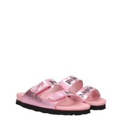 Pink Leather Slippers Sandals