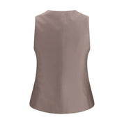 Single-breasted hemp and viscose Vest