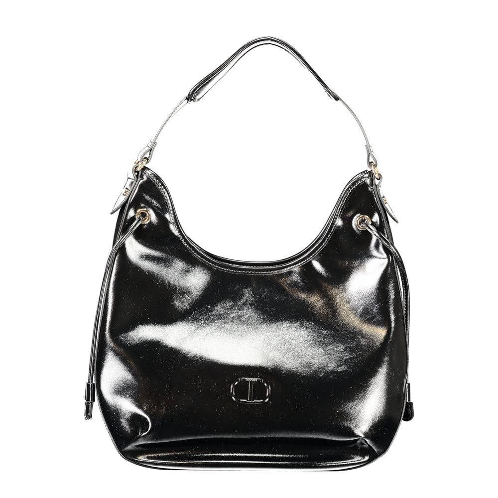 Black Polyurethane Women Hobo Bag