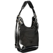 Black Polyurethane Women Hobo Bag