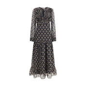 Silk long Dress with rouches