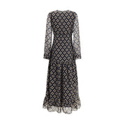 Silk long Dress with rouches