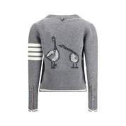 Virgin wool Cardigan with embrodery geese