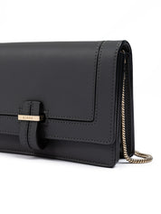 Dark Grey Leather Clutch Bag