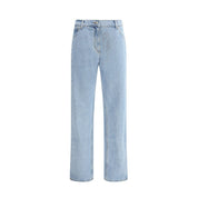Light Blue Cotton Straight-Leg Jeans