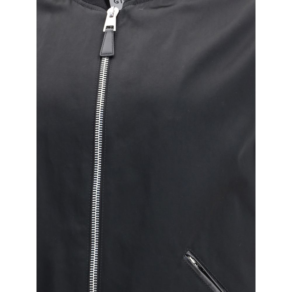Leather and satin bomber Jacket