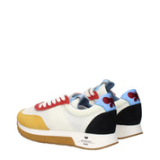 White Fabric Low Top Sneakers