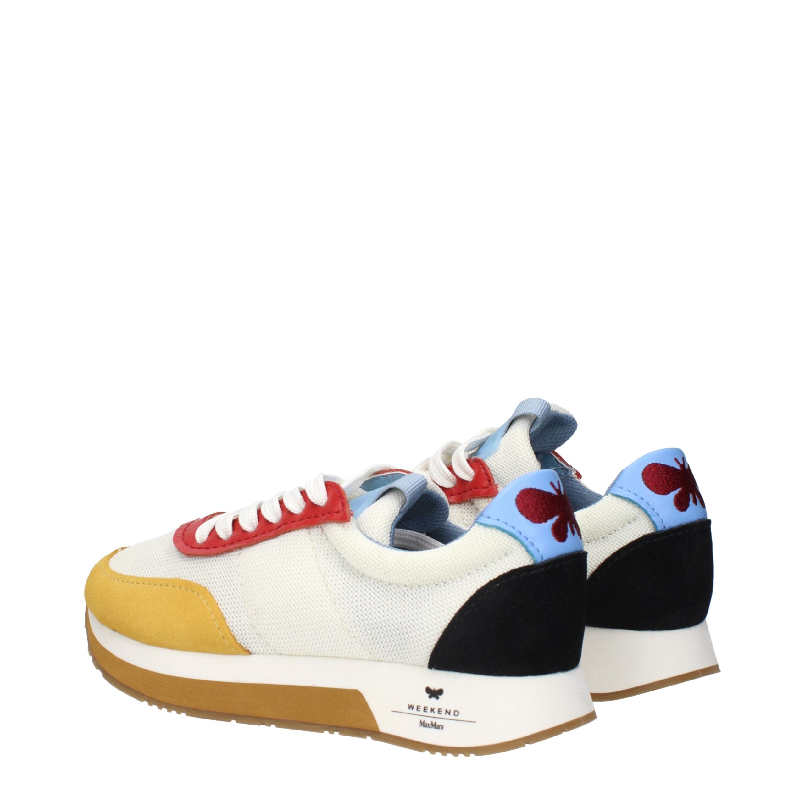 White Fabric Low Top Sneakers