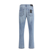 Light Blue Cotton Straight-Leg Jeans