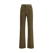 Green Cotton Casual Pants