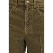 Green Cotton Casual Pants