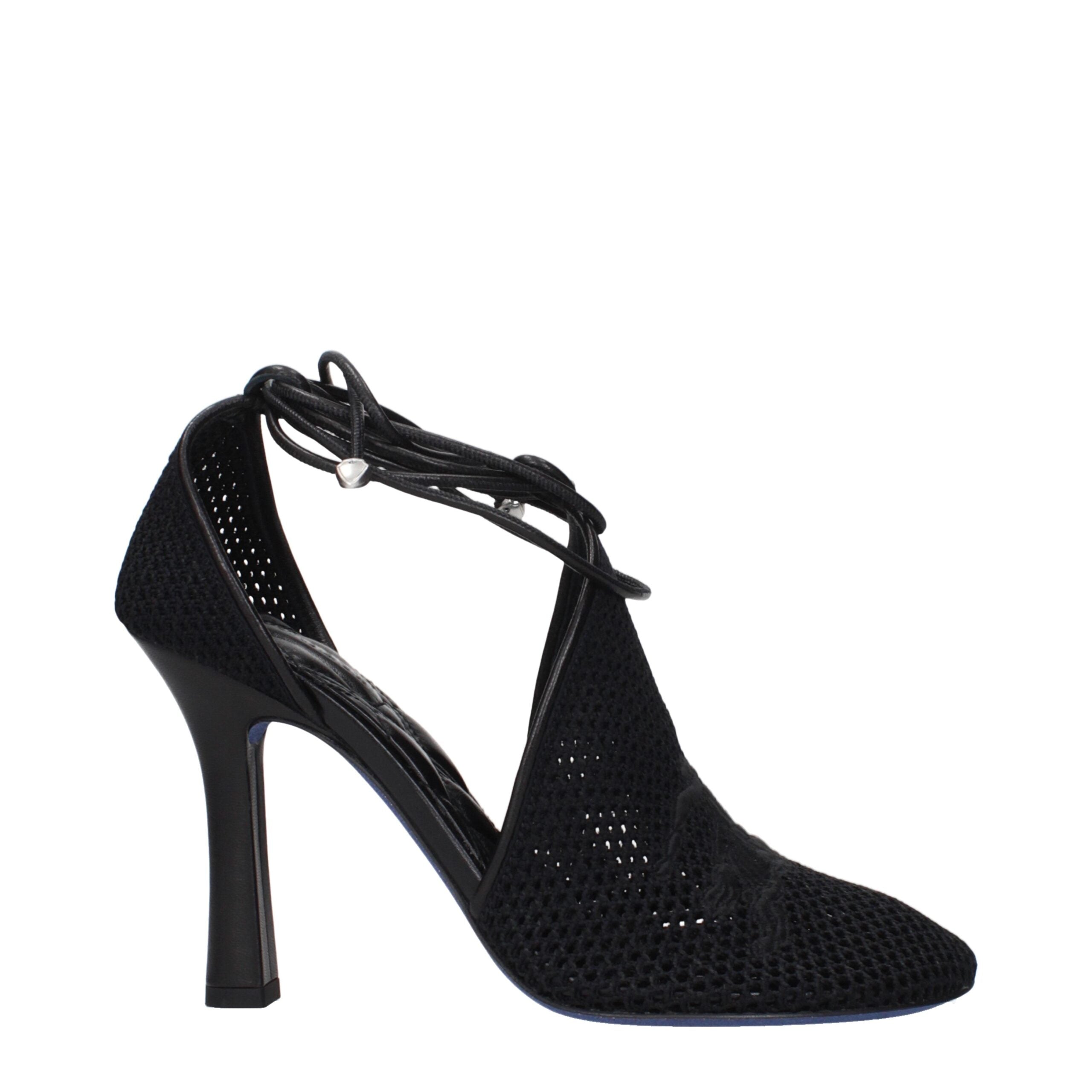 Black Fabric High Heel Pumps